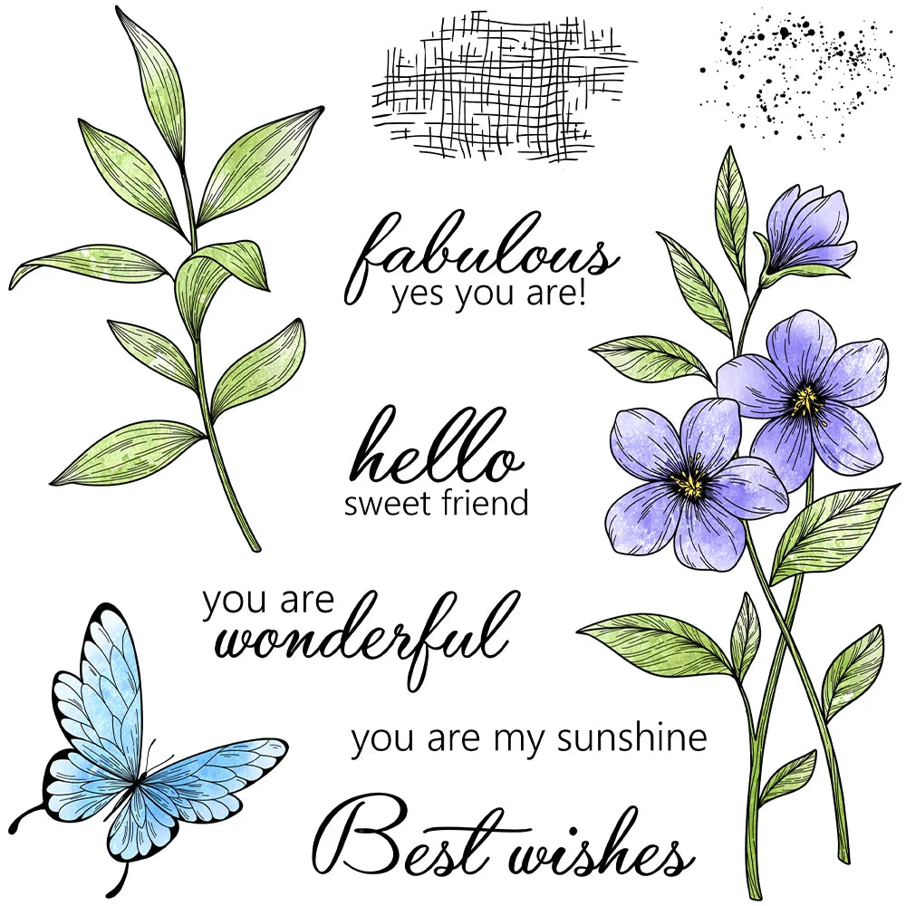 Spring Flower Cutting Dies And Clear Stamp Set For Scrapbooking