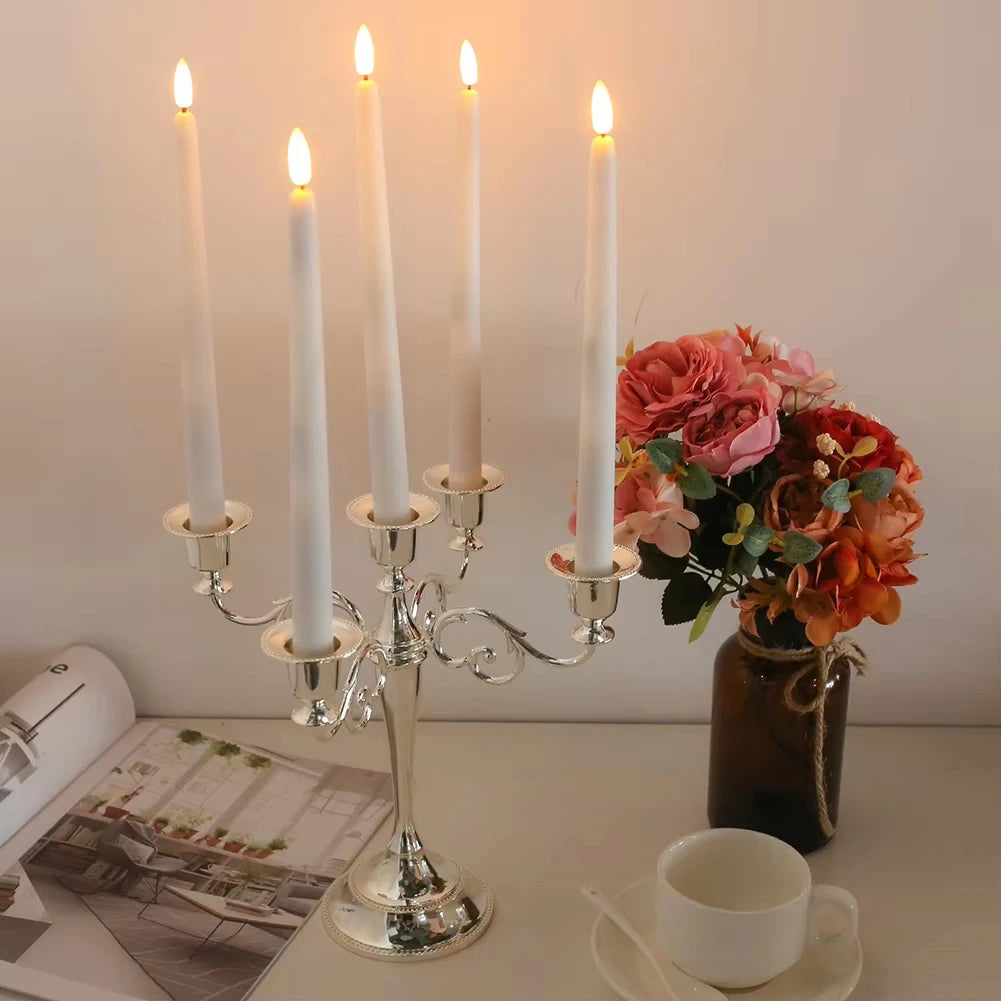 LED Flameless Taper Candles Featuring Remote Control Flickering Effect