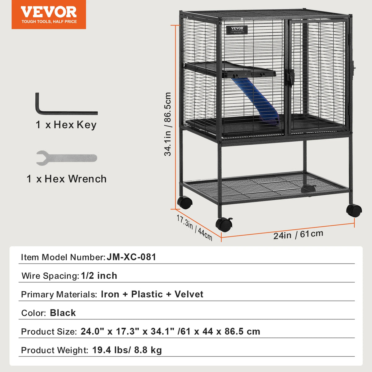 SucceBuy Rolling Metal Small Animal Cage For Ferrets Hamsters Rats