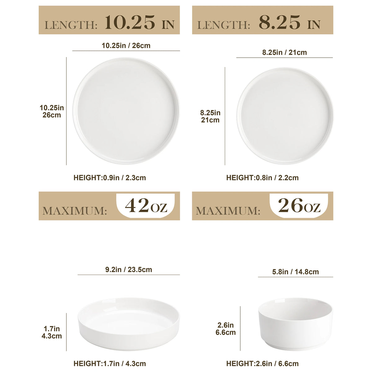 Malacasa Modern Ceramic Dinner Plates And Bowls Set