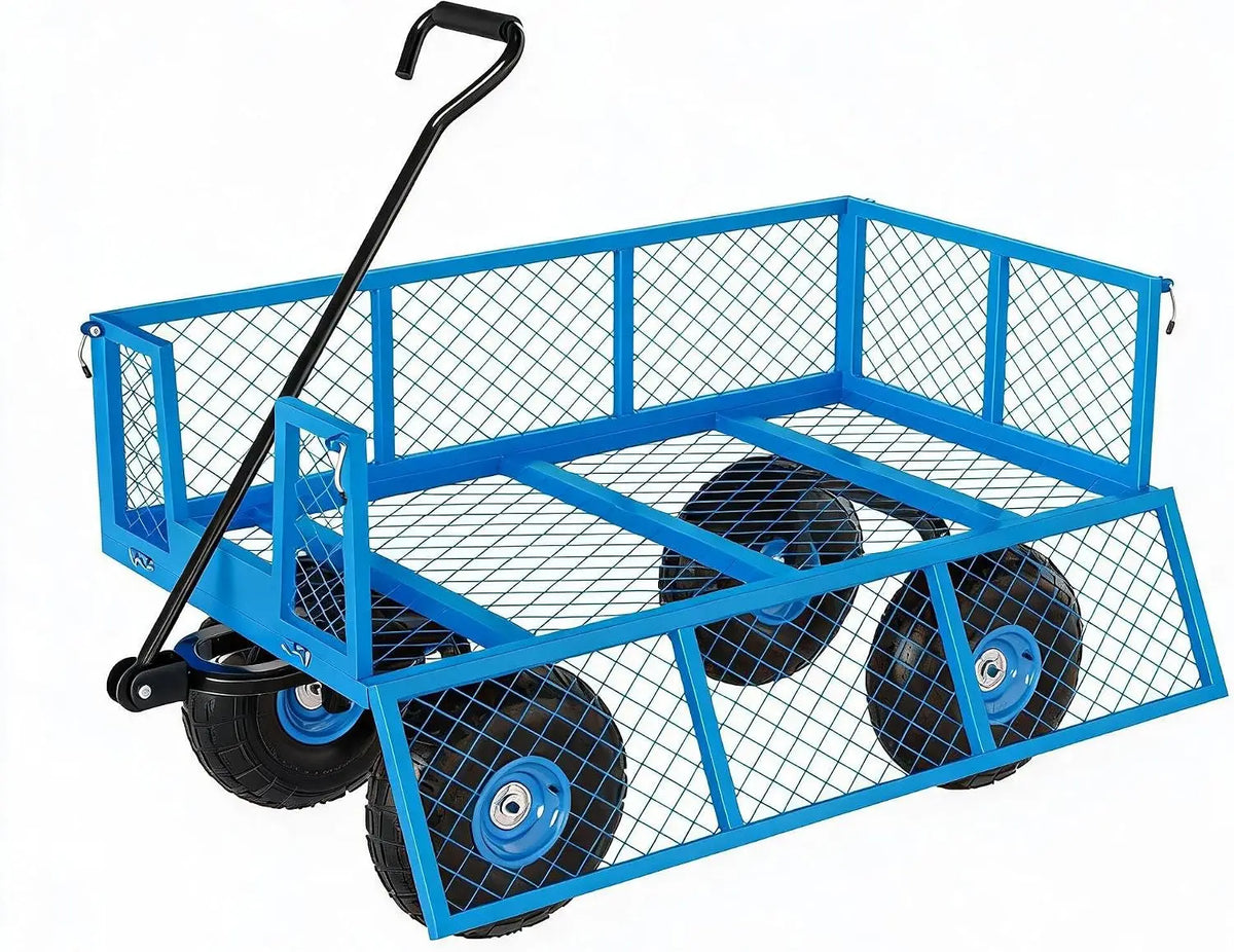 Tacleekii Heavy Duty Steel Garden Cart With Durable Mesh Tray