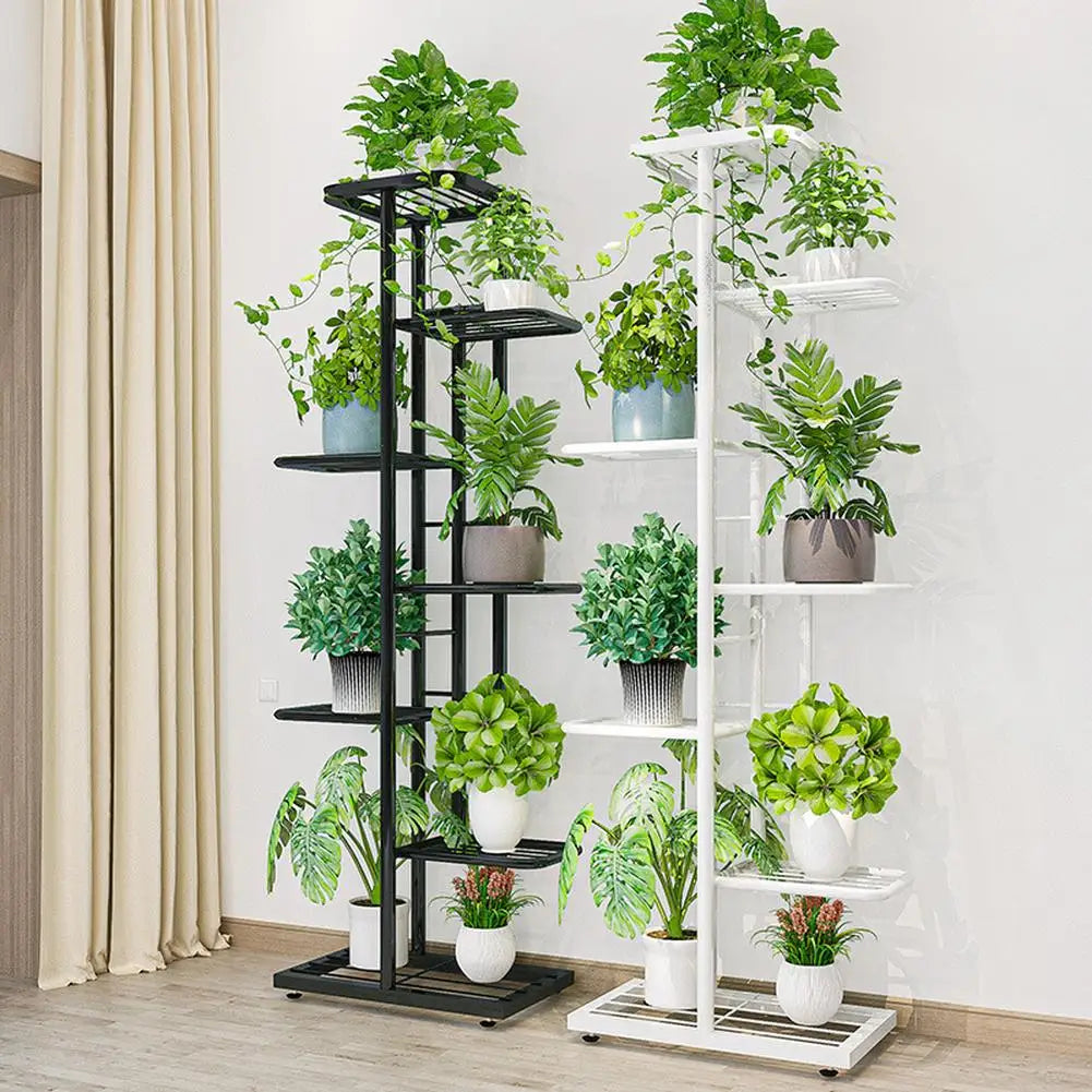 HiMiss 8 Tier Metal Plant Stand For Home And Outdoor Garden