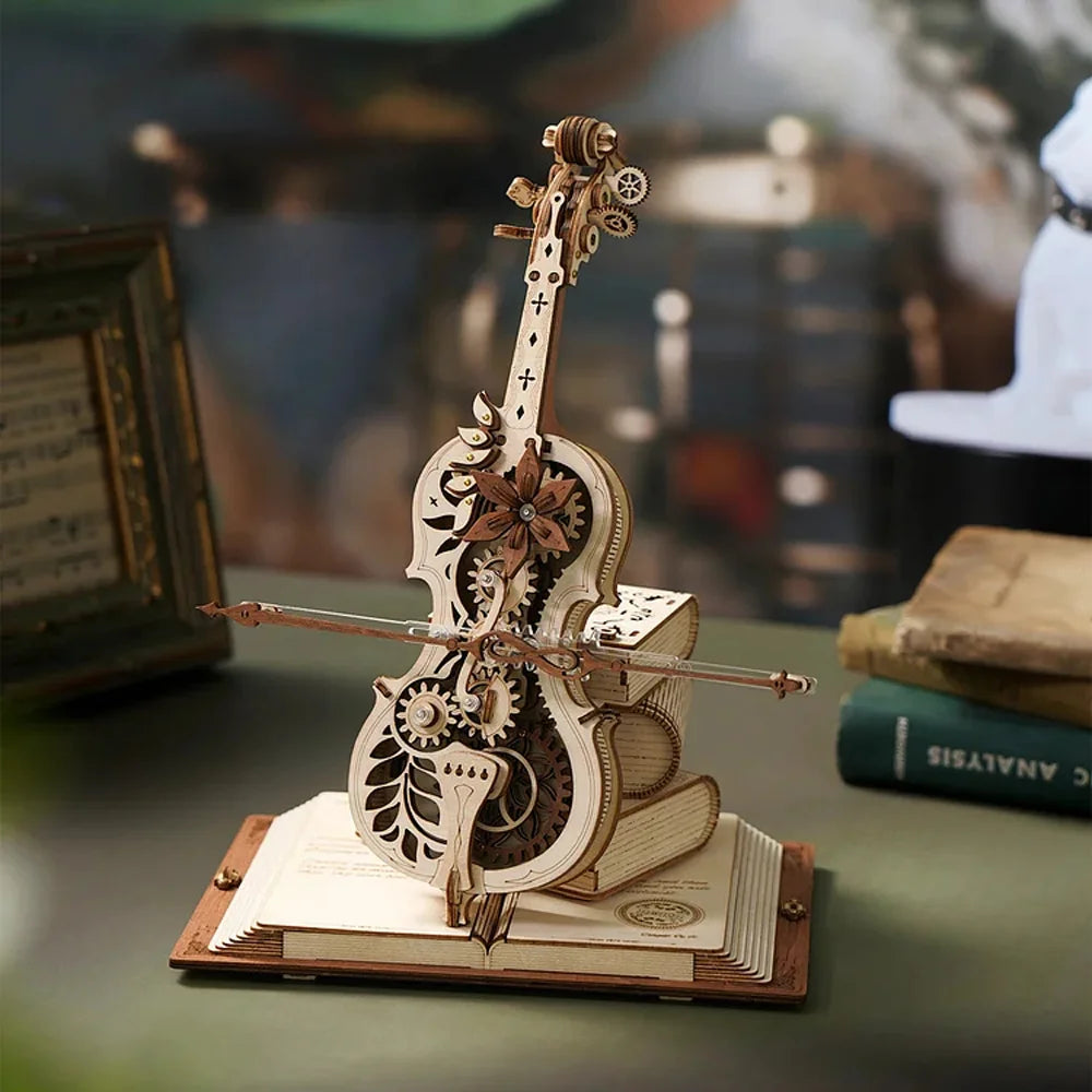Robotime 3D Wooden Puzzle Mechanical Cello Music Craft Toy