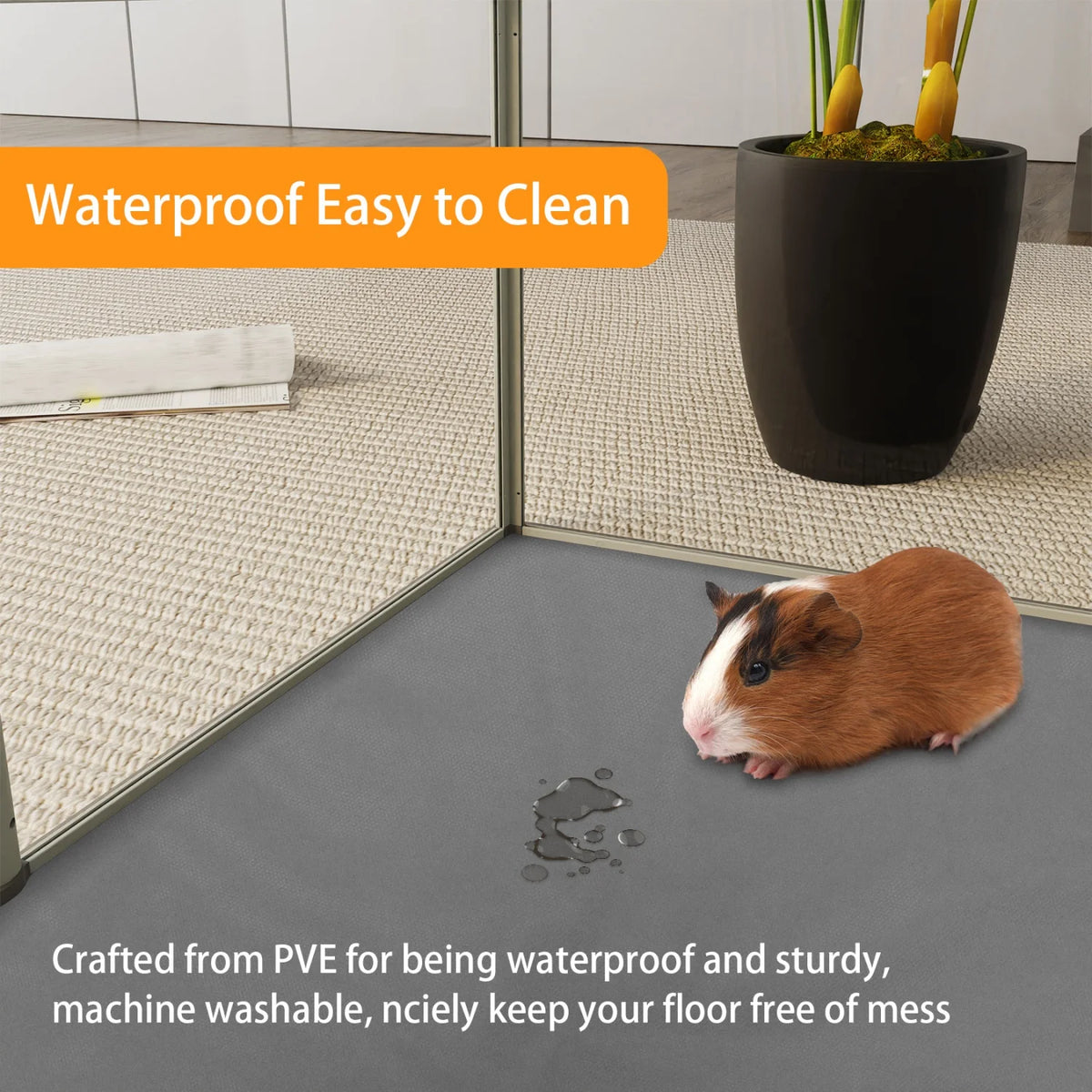 Six Panel Acrylic Pet Play Pen With Waterproof Floor Pad