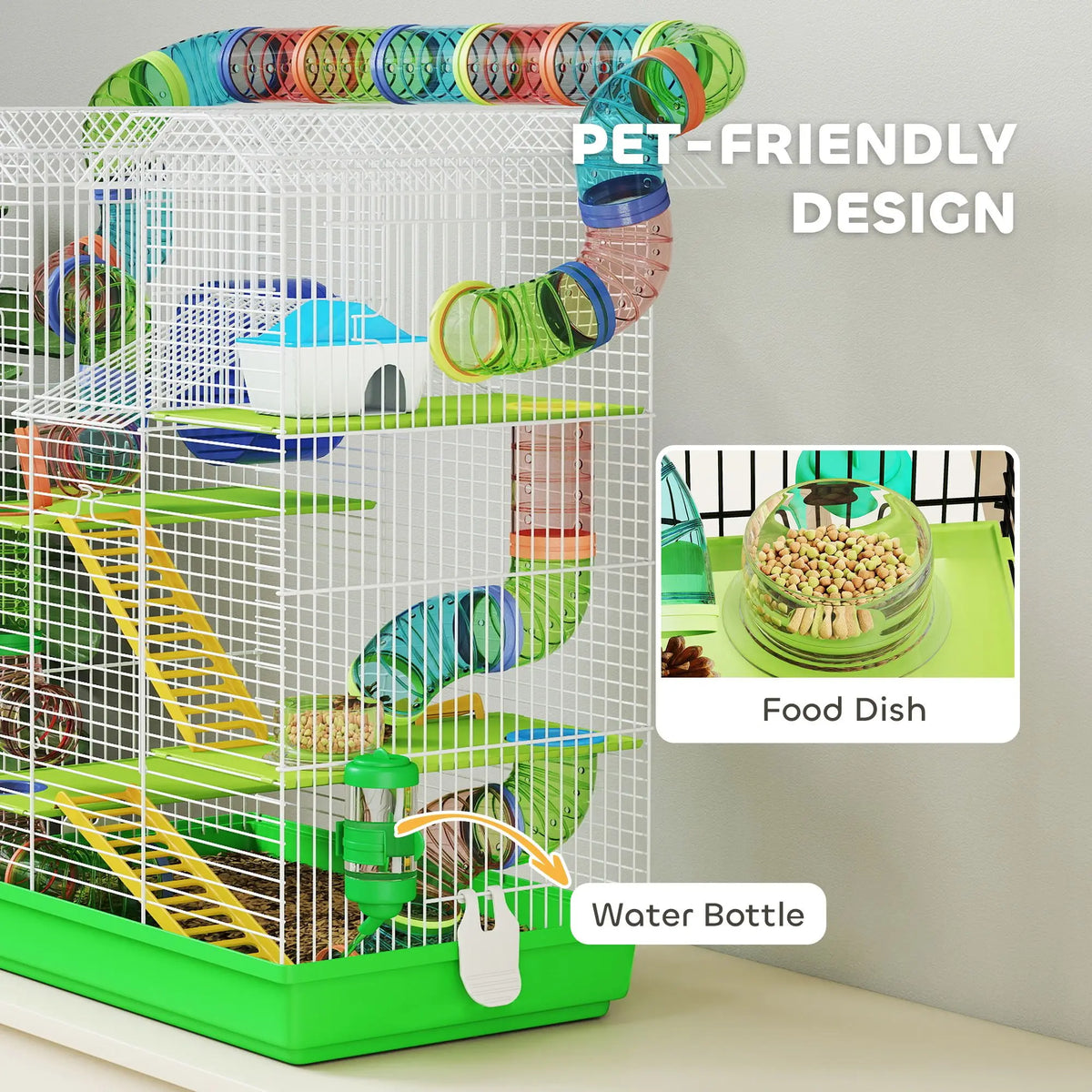 Five Tier Hamster Cage With Tubes Tunnels And Exercise Wheel