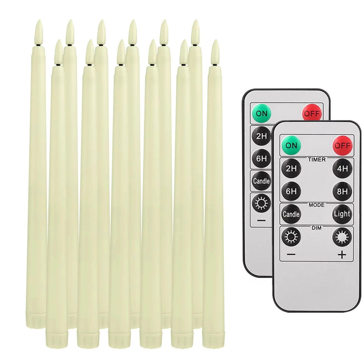 LED Flameless Taper Candles Featuring Remote Control Flickering Effect