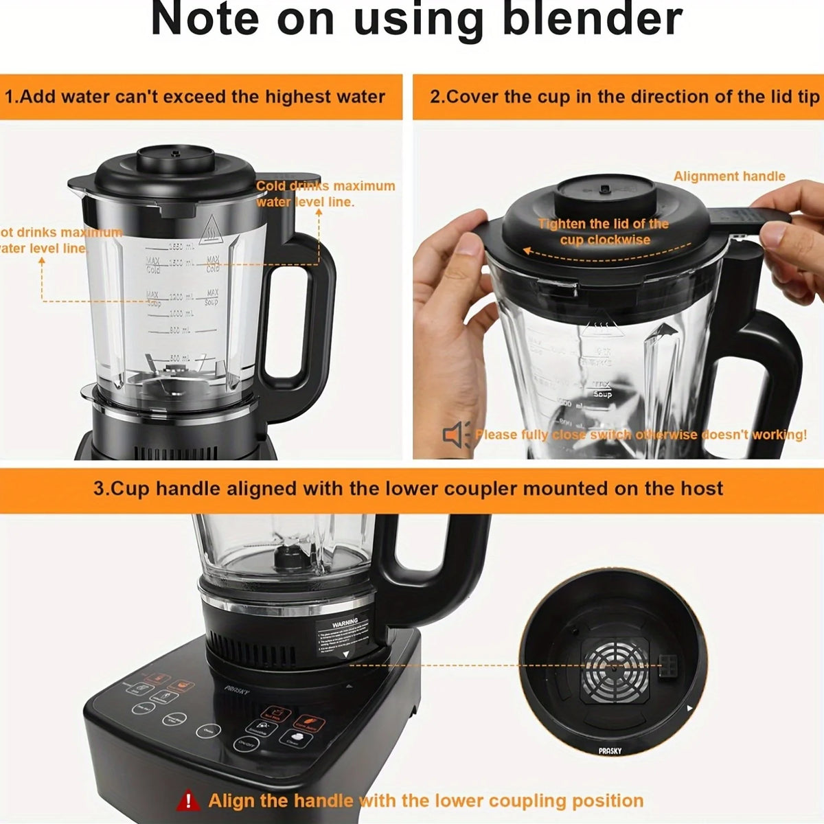 Prasky Professional 2400W Heating Blender With Auto Clean Design