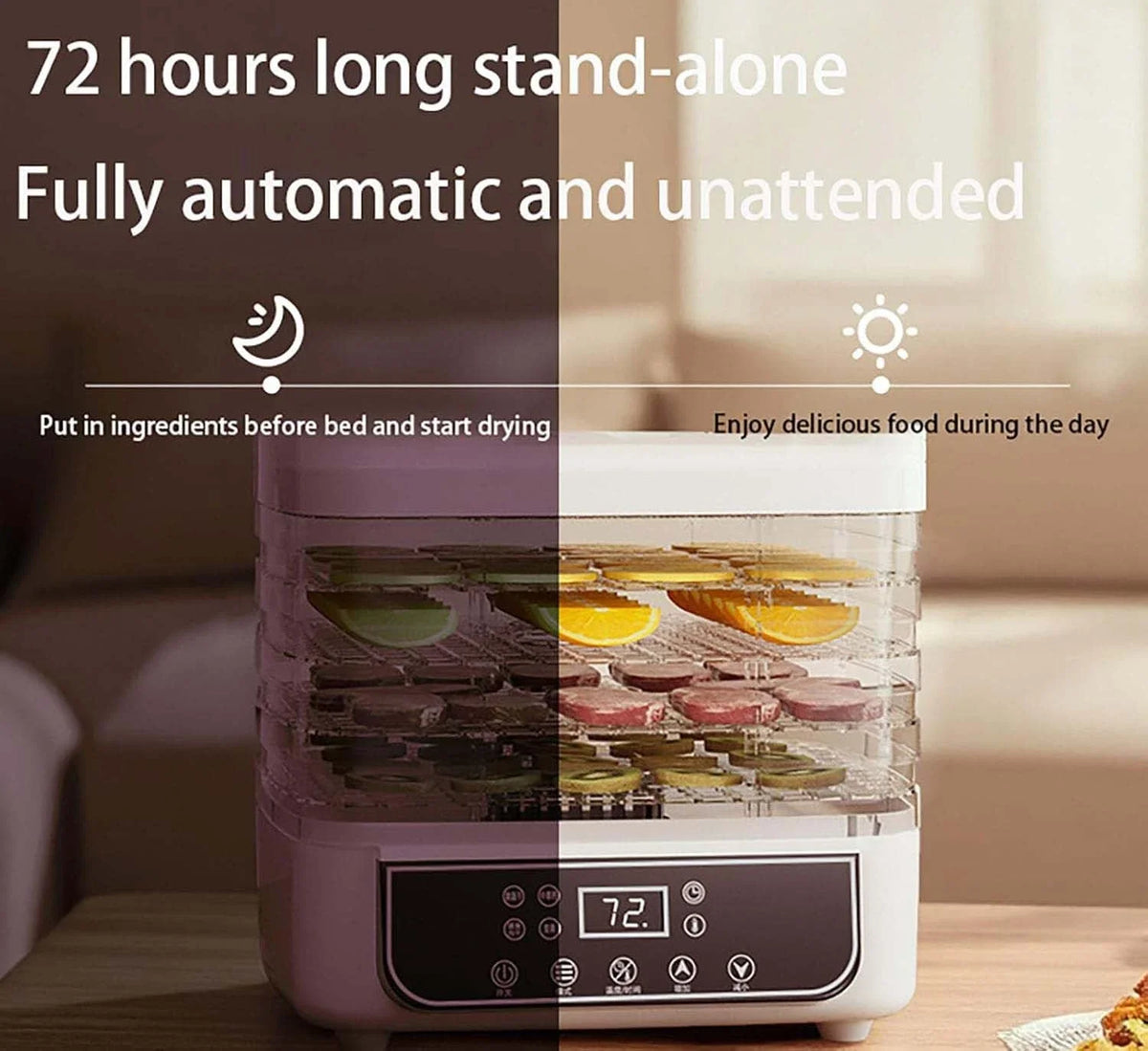 Household Fruit And Vegetable Food Dehydrator With Adjustable Temperature