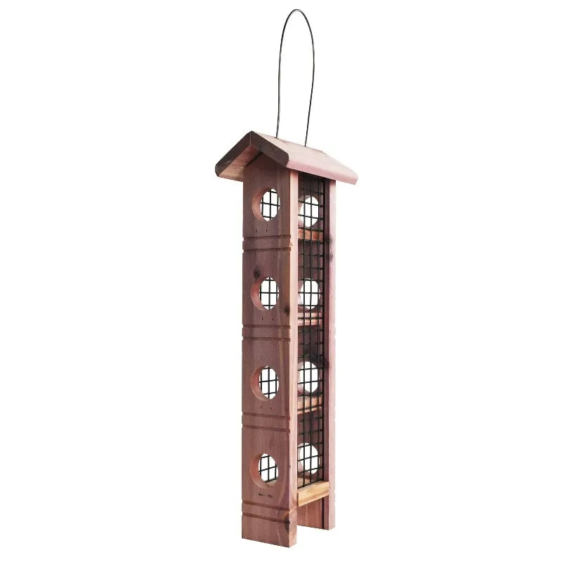 Cedar Wild Bird Suet Feeder Designed For Four Suet Plugs