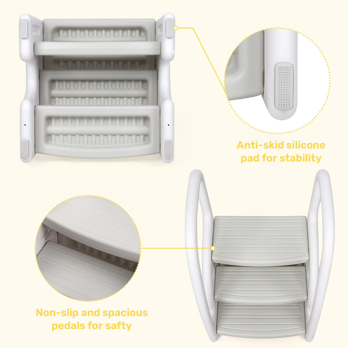 Plastic Kids Step Stool With Side Handles For Bathroom Kitchen