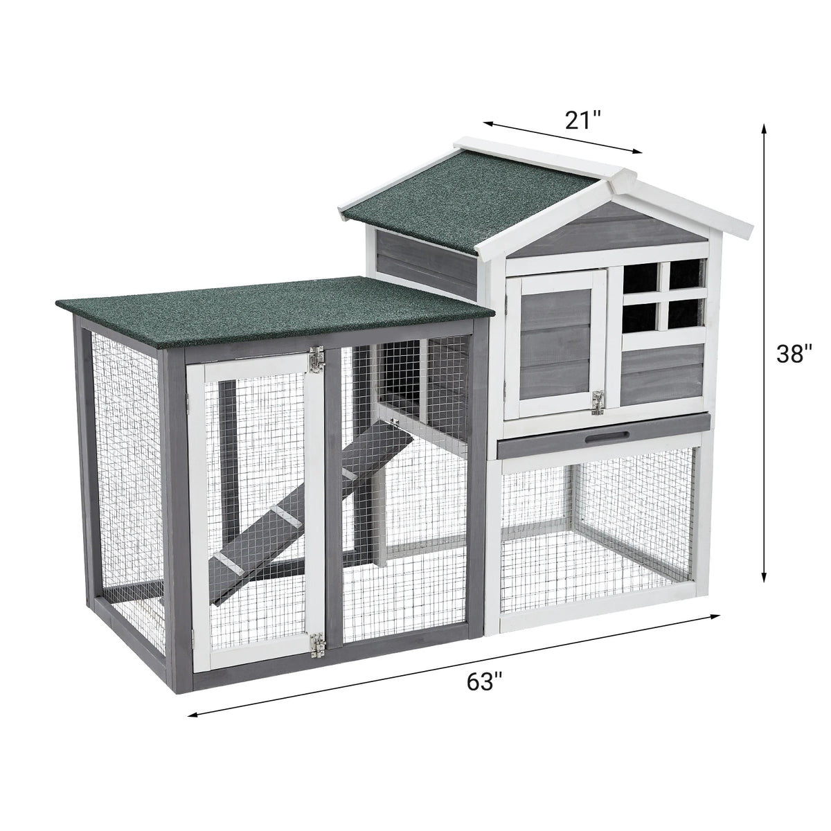 HiMISS Wooden Rabbit Hutch Chicken Coop With Waterproof Roof