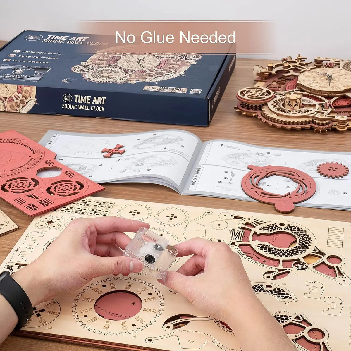 Robotime Wooden Musical Wall Clock 3D DIY Puzzle Kit