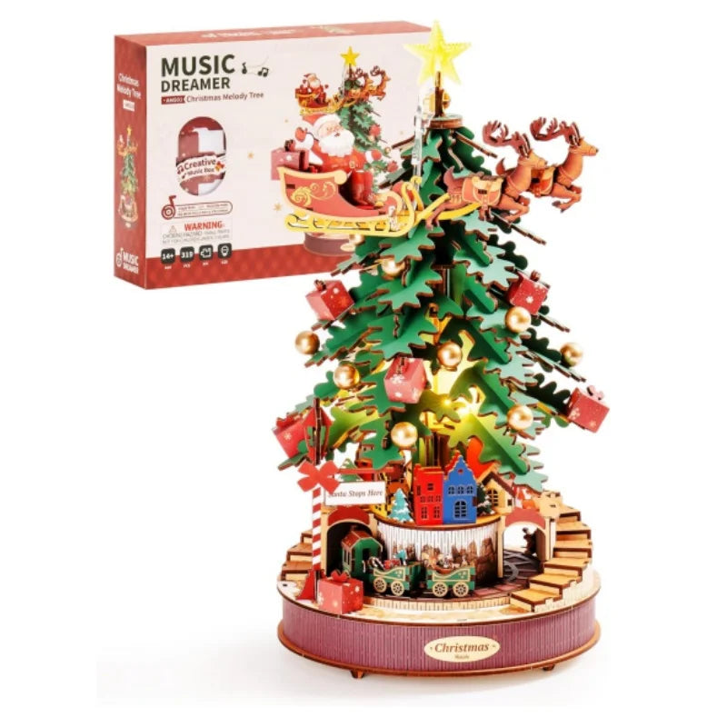 Robotime Christmas Melody Tree 3D Wooden Music Box Puzzle Adults