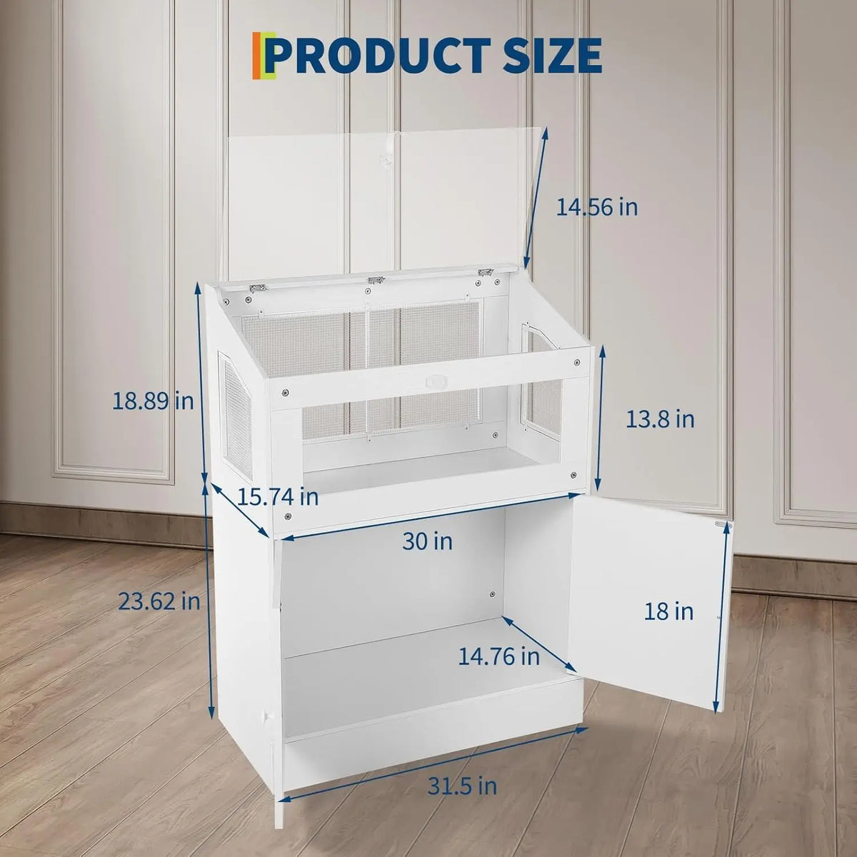 HiMiss Acrylic Pet Habitat Cage With Wooden Storage Cabinet