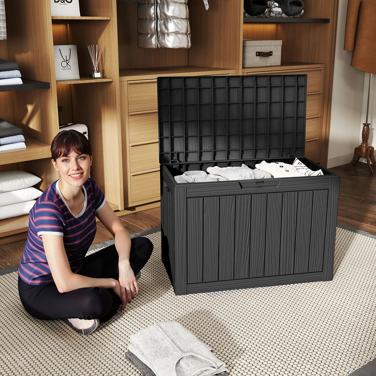 Lockable Resin Outdoor Storage Deck Box For Patio Furniture