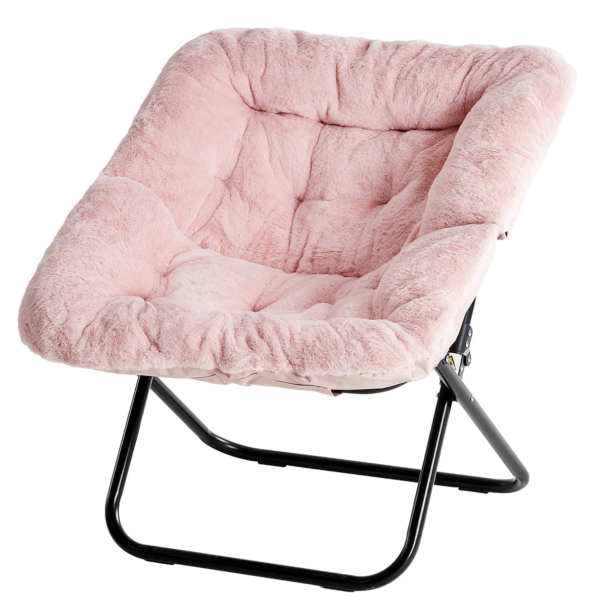 JHK Cozy Faux Fur Saucer Chair With Padded Metal Frame