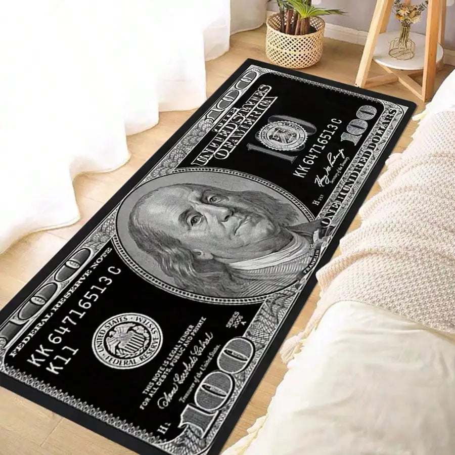 Modern Creative Portrait Dollar Bill Nylon Area Rug Indoor