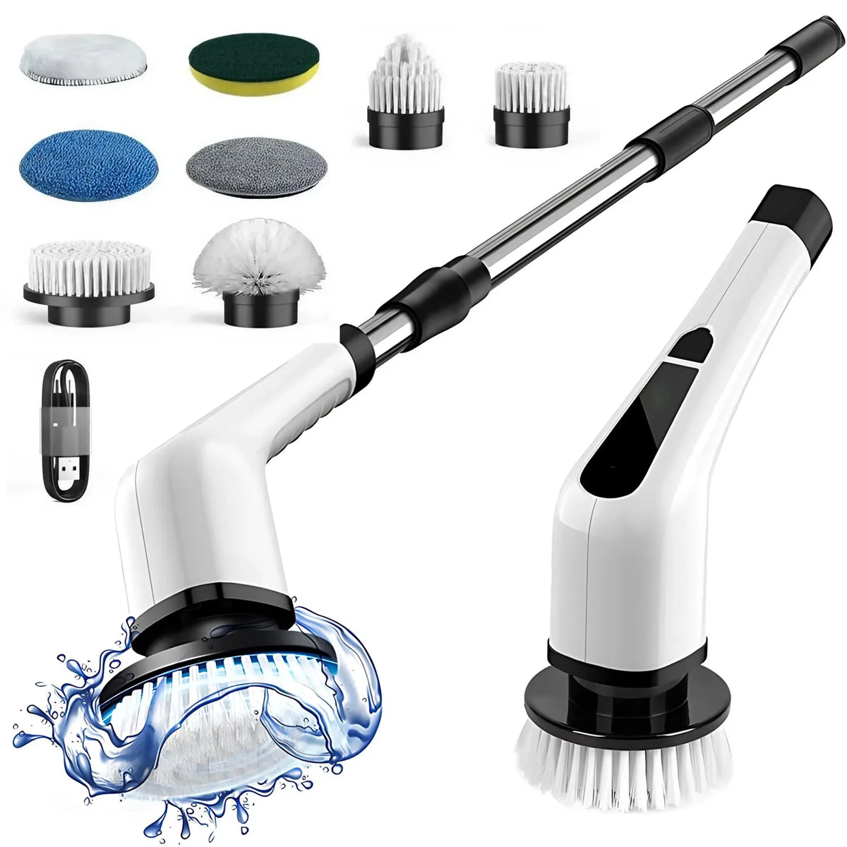 Rechargeable Cordless Spin Scrubber With Extendable Handle