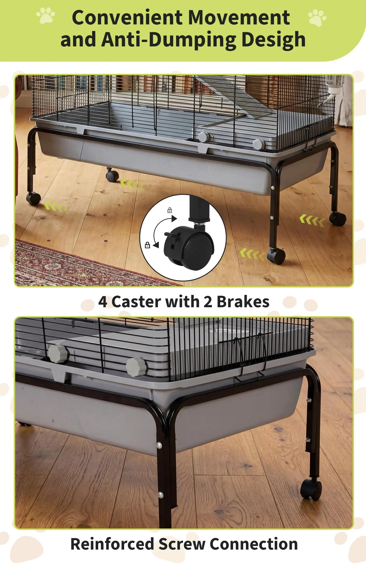 HiMiss Multi Level Small Pet Cage With Detachable Rolling Stand
