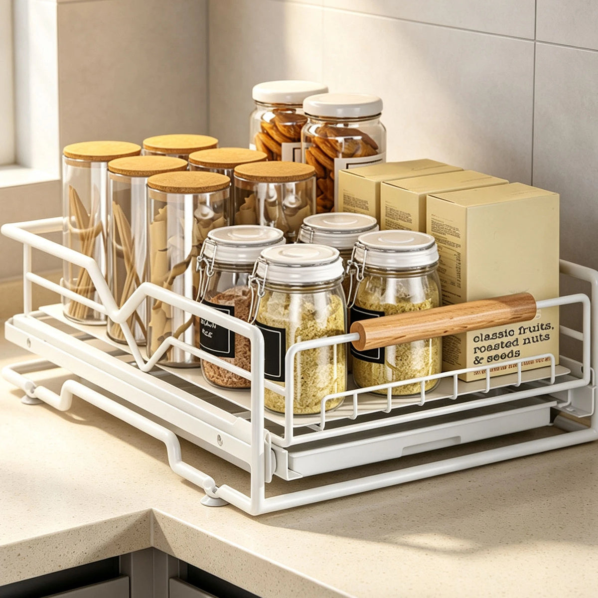 Iron Under Sink Slide Out Cabinet Organizer With Drain Tray
