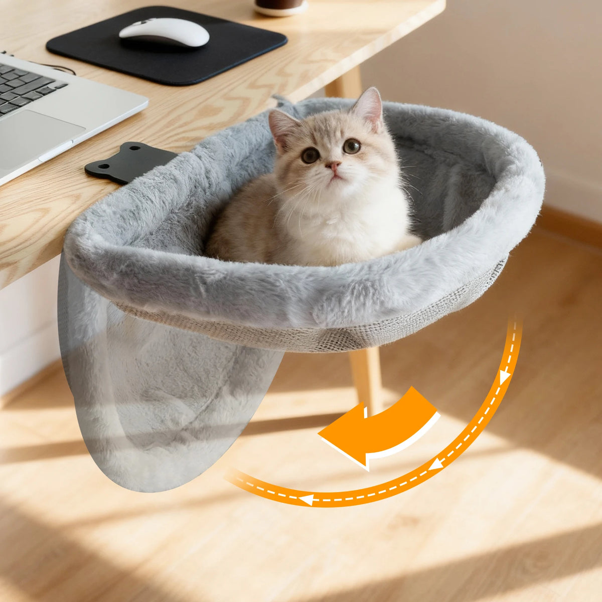 CWV Foldable Cat Desk Bed Hammock With Secure Clamp Mount