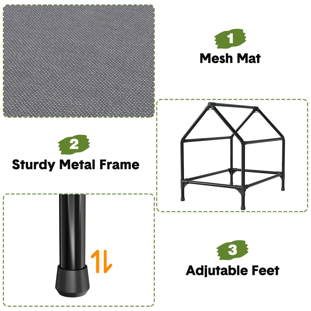 HiMiss Weatherproof Elevated Dog House With Mesh Bed Metal Frame