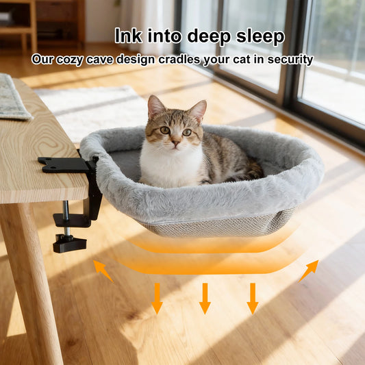 CWV Foldable Cat Desk Bed Hammock With Secure Clamp Mount
