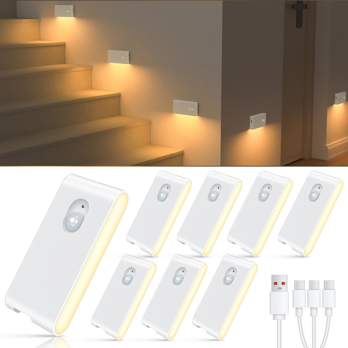 Willed Motion Sensor LED Night Light Wireless Rechargeable Wall Lamp
