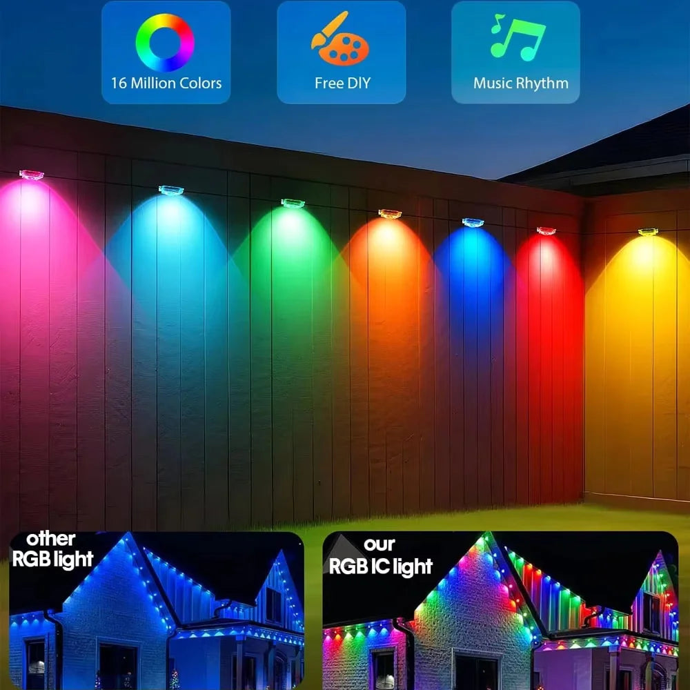 Smart App Remote RGB LED Eave String Lights IP67 Waterproof