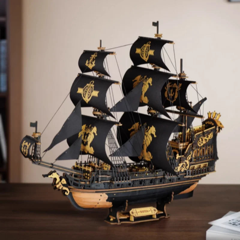 Robotime Rokr Seahouse Barque 3D Wooden Puzzle Model Kit