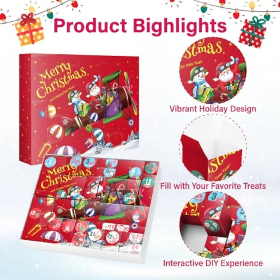 DIY Empty Christmas Advent Calendar Gift Box Set For Family