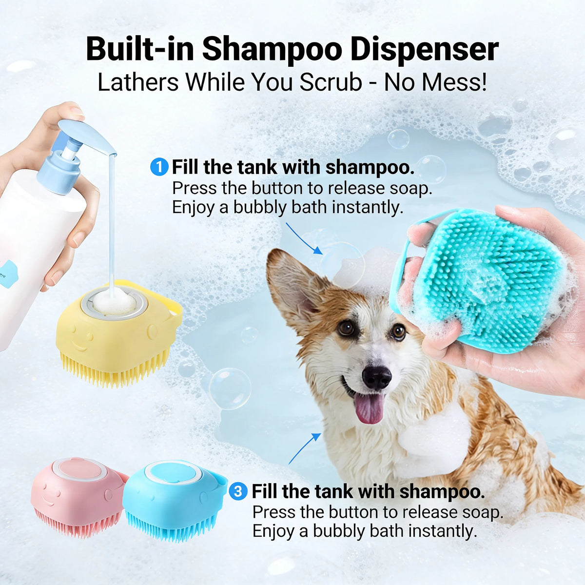 Silicone Pet Bath Gloves For Dogs And Cats Grooming Brush