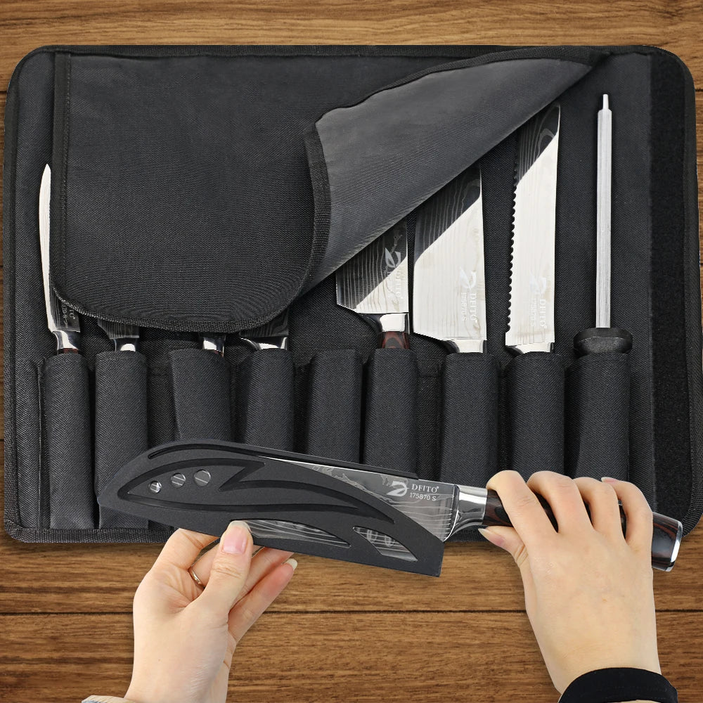 Kepeak Stainless Steel Kitchen Knife Set With Chef And Cleaver