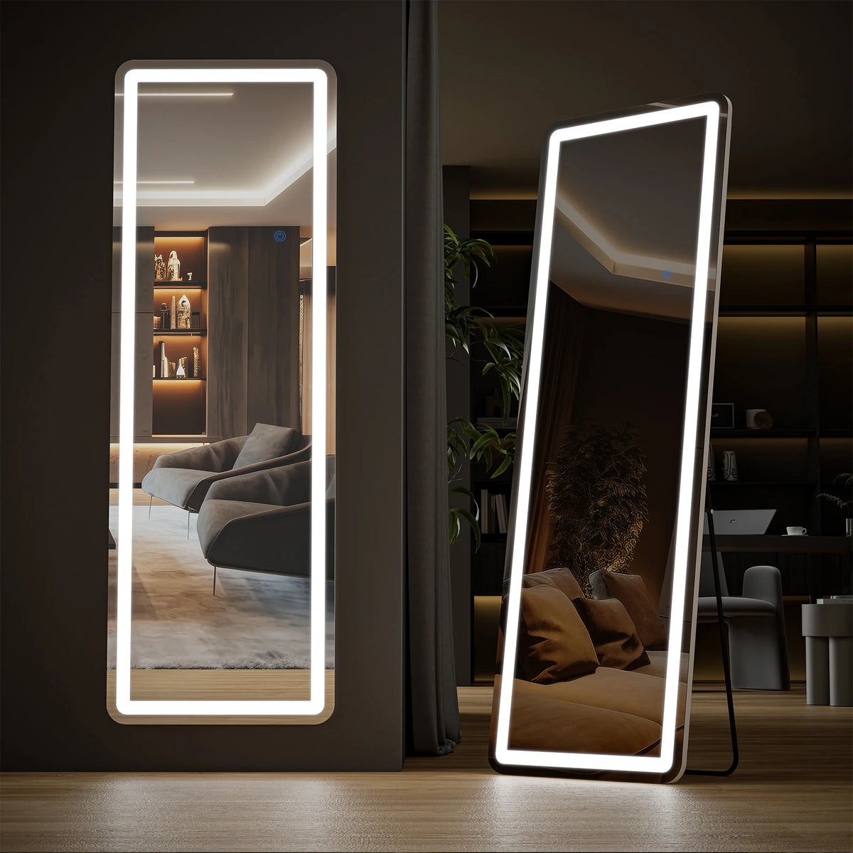 MCQ Modern LED Rectangle Full Length Wall Mount Vanity Mirror