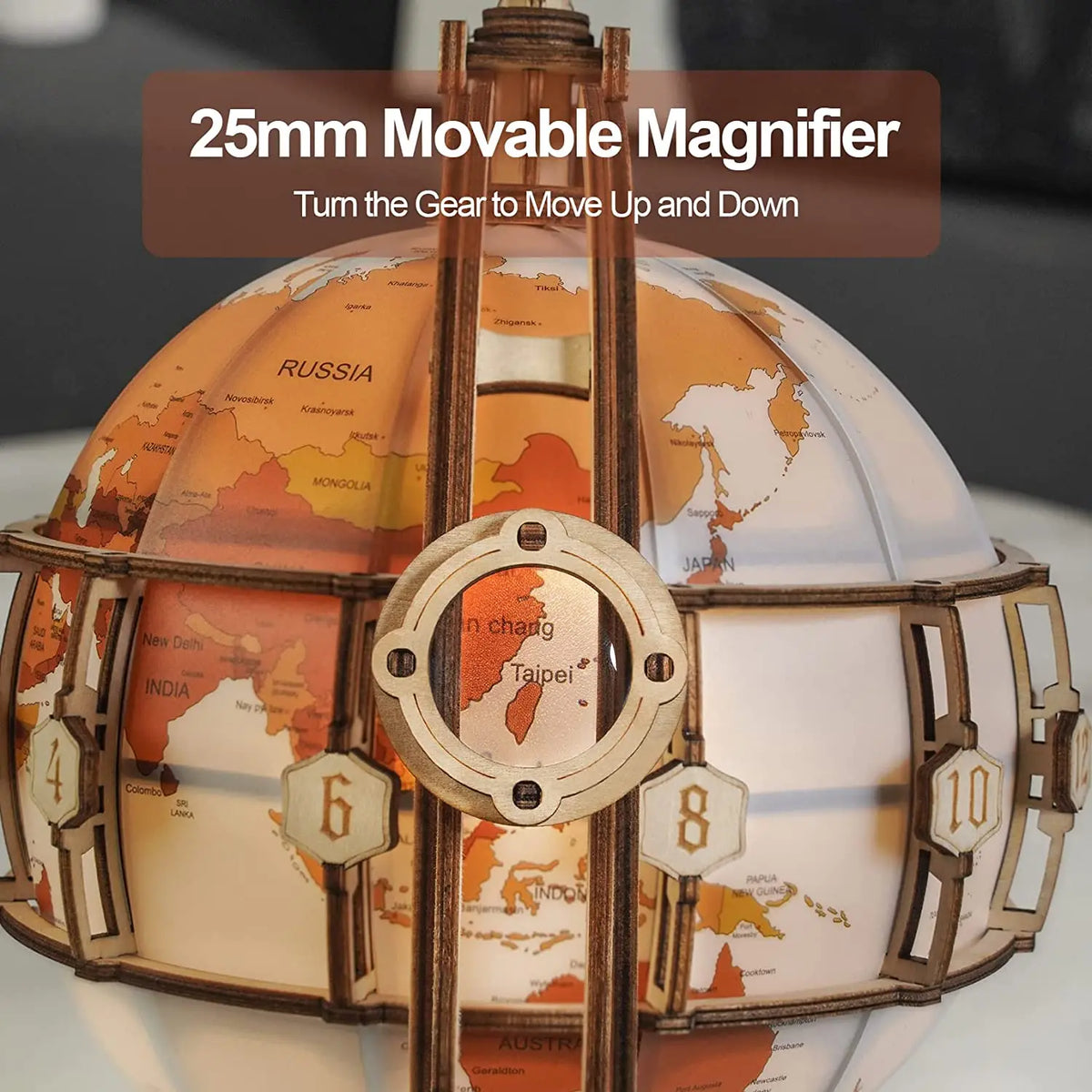 ROKR Wooden 3D Globe Puzzle Mechanical Model Building Kit