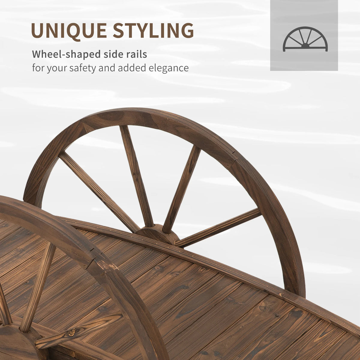 Outsunny Wooden Arch Garden Bridge With Decorative Curved Rails