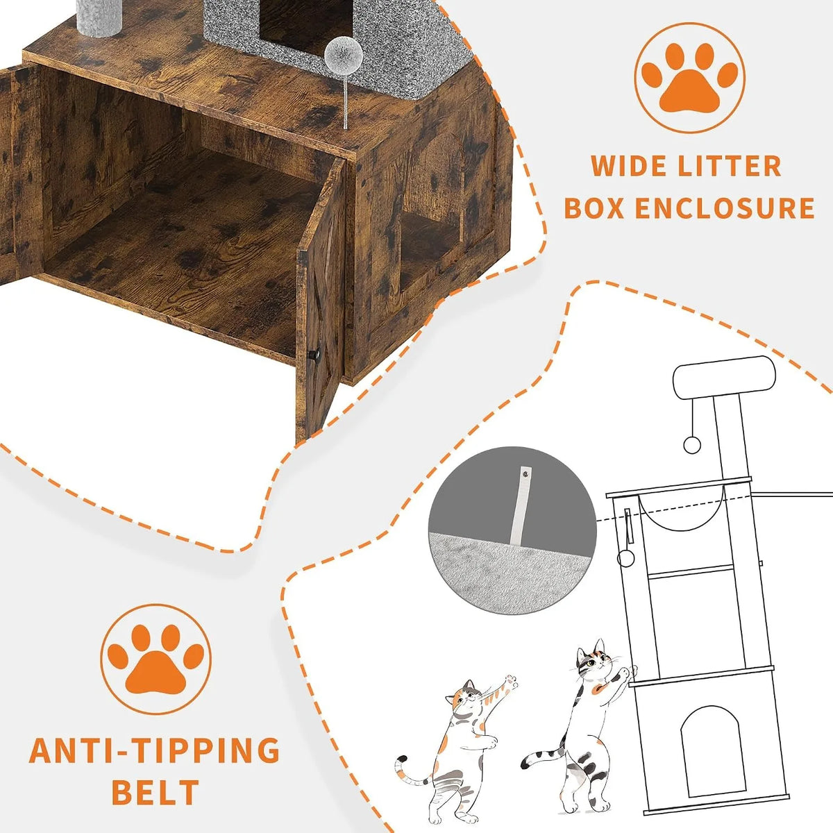 Multi Level Cat Condo With Integrated Litter Box And Hammock