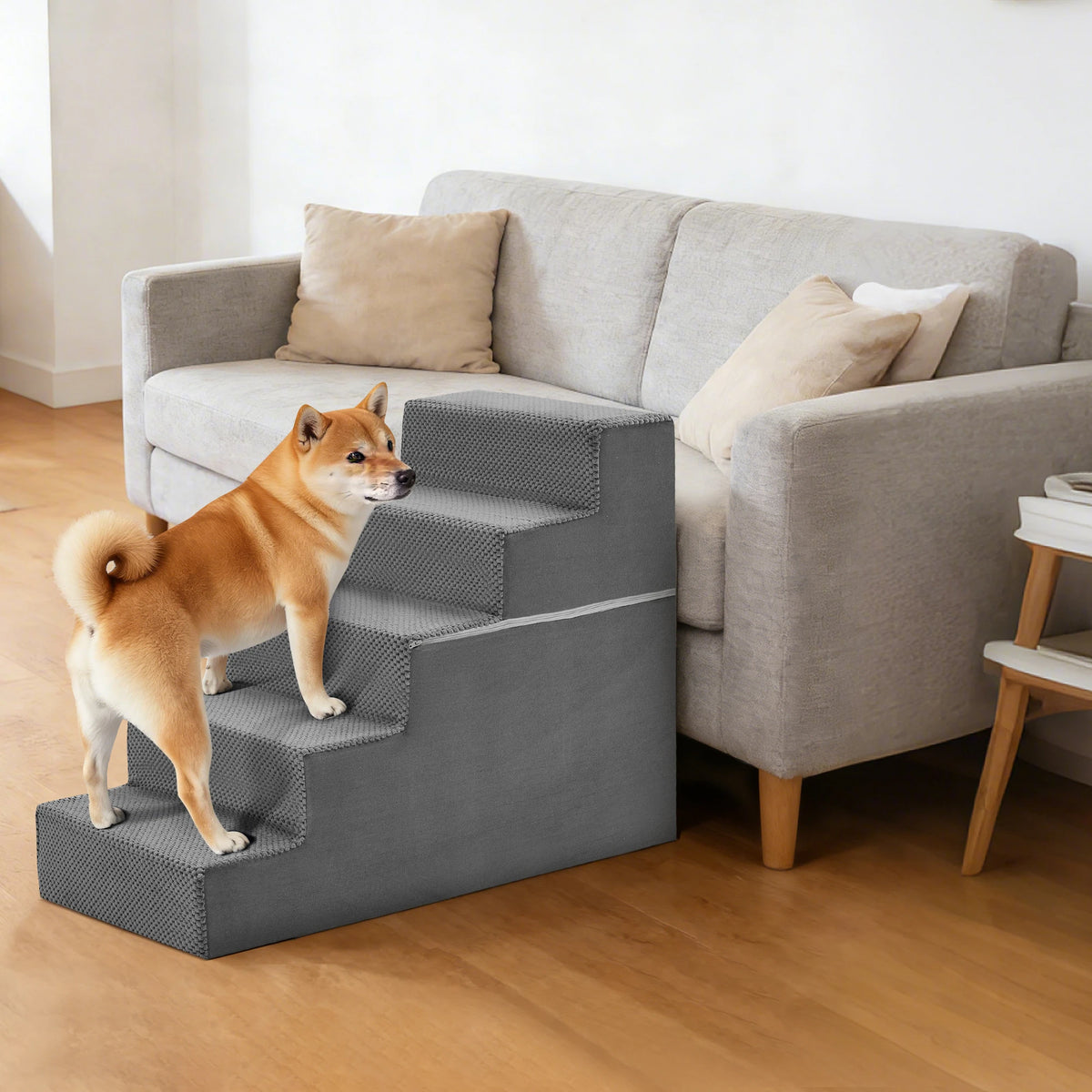 Right Angled Curved Step Foam Dog Ramp Stairs For Pets