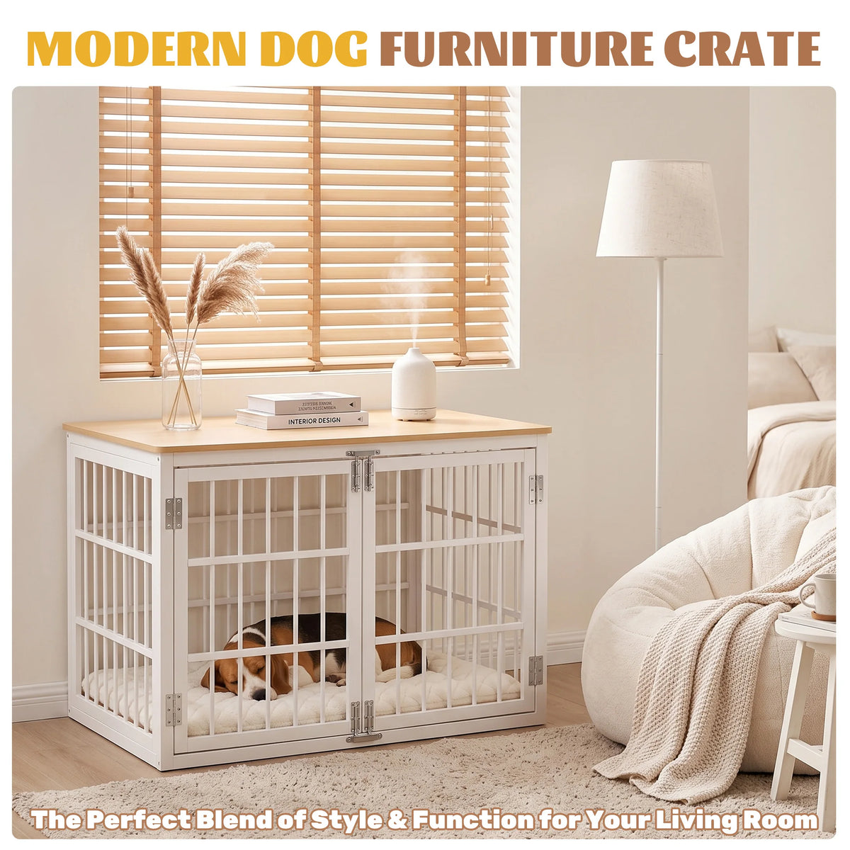 JHK Heavy Duty Dog Kennel With Double Lock Doors And Wood Frame