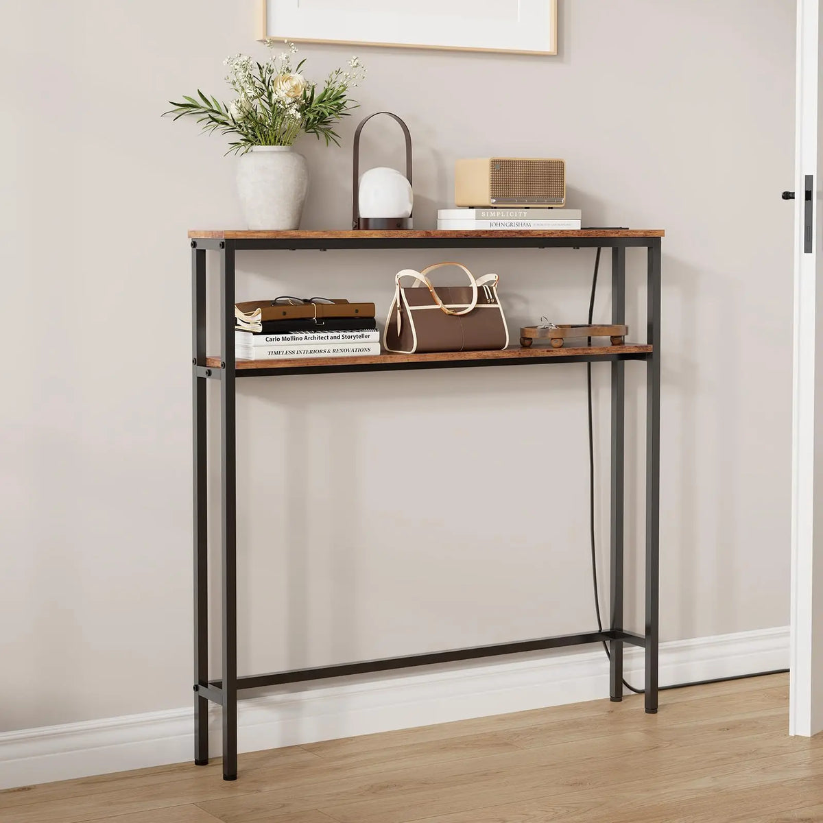 HiMISS Narrow Console Table With Dual USB Charging Ports