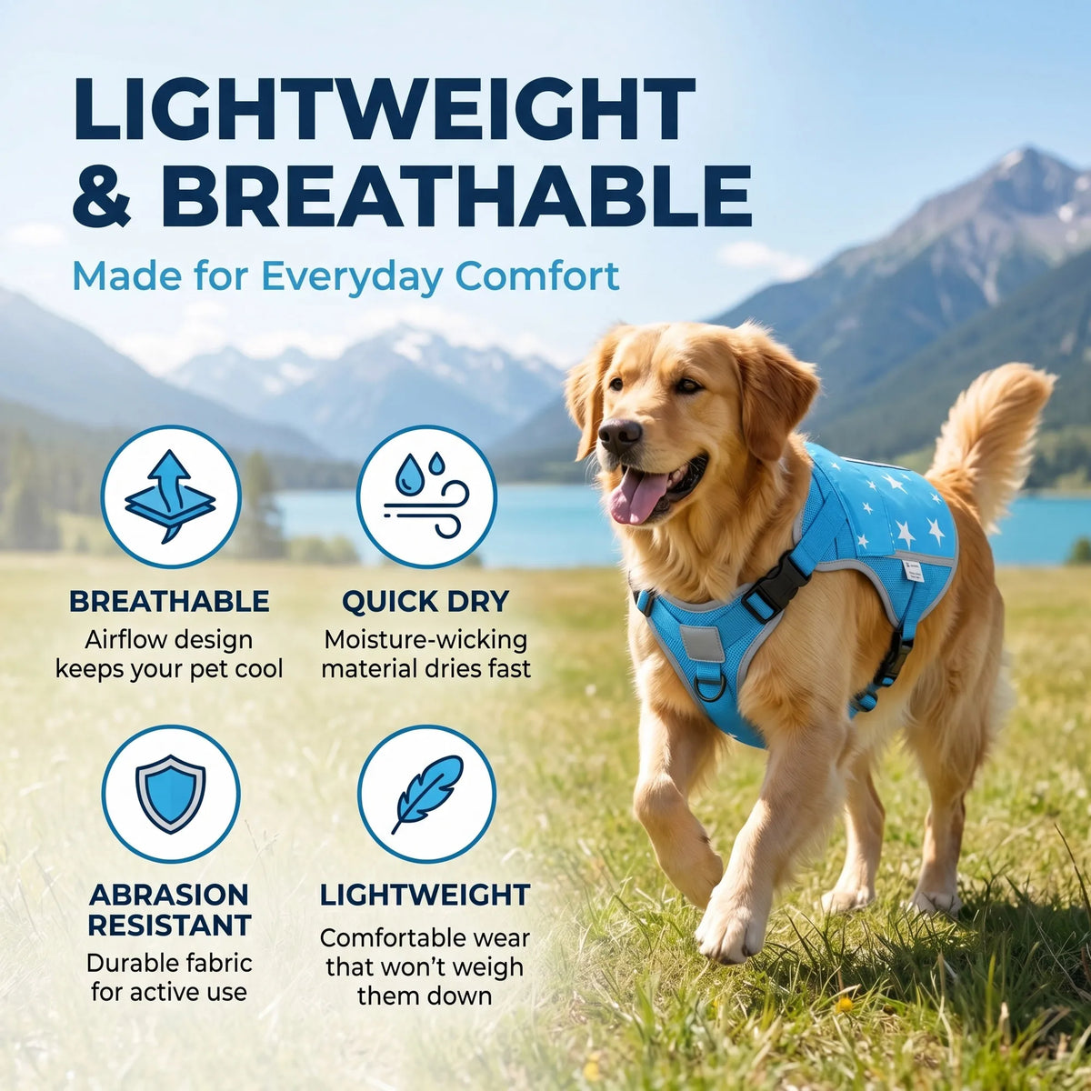 Lightweight Dog Cooling Vest Harness Jacket For Outdoor Walking