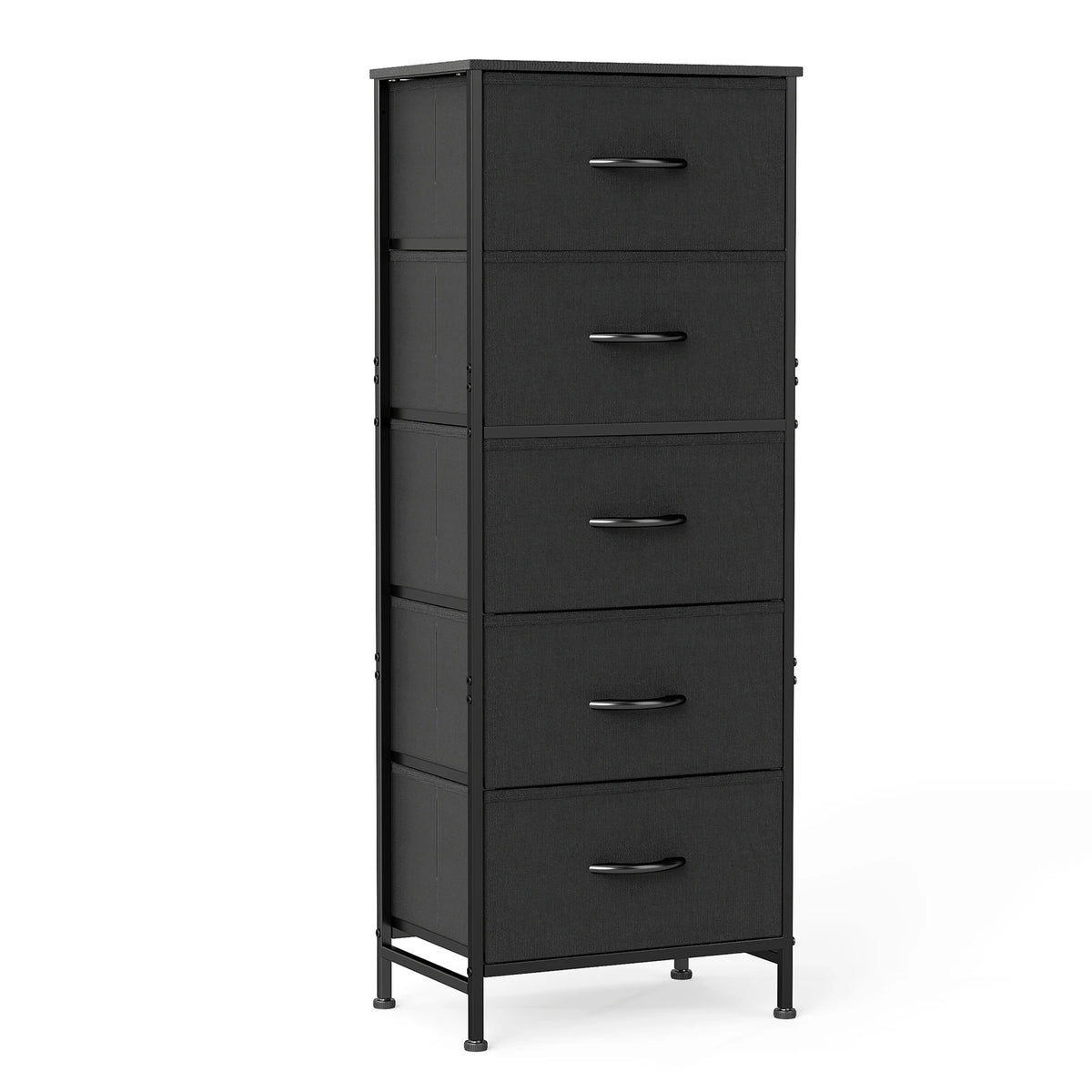 JHK Modern Bedroom Dresser With Five Fabric Drawers Cabinet