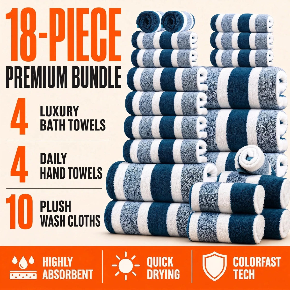 Luxurious Bath Towel Set Featuring Quick Dry Absorbent Plush Comfort