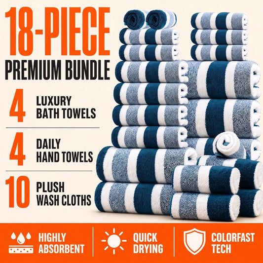 Luxurious Bath Towel Set Featuring Quick Dry Absorbent Plush Comfort