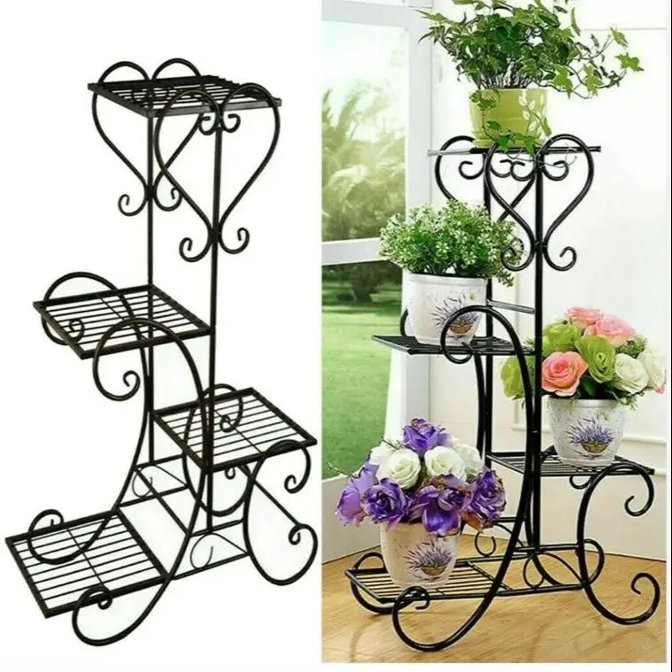 Four Tier Metal Plant Stand For Indoor Patio Flower Display