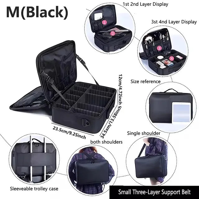 Waterproof Oxford Travel Makeup Bag With Ample Cosmetic Storage