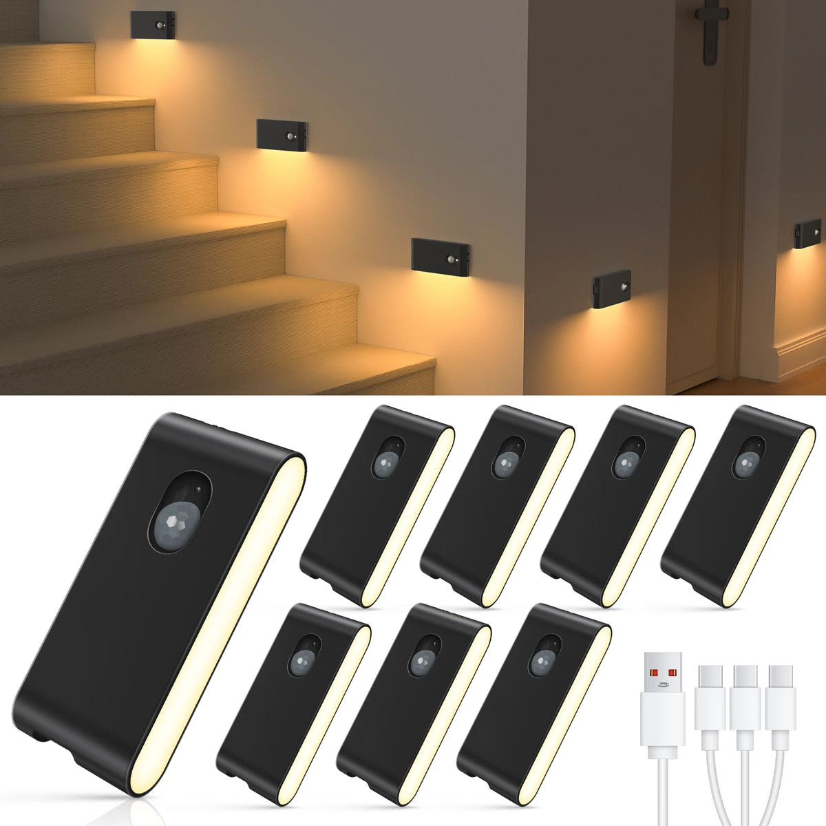 Willed Motion Sensor LED Night Light Wireless Rechargeable Wall Lamp
