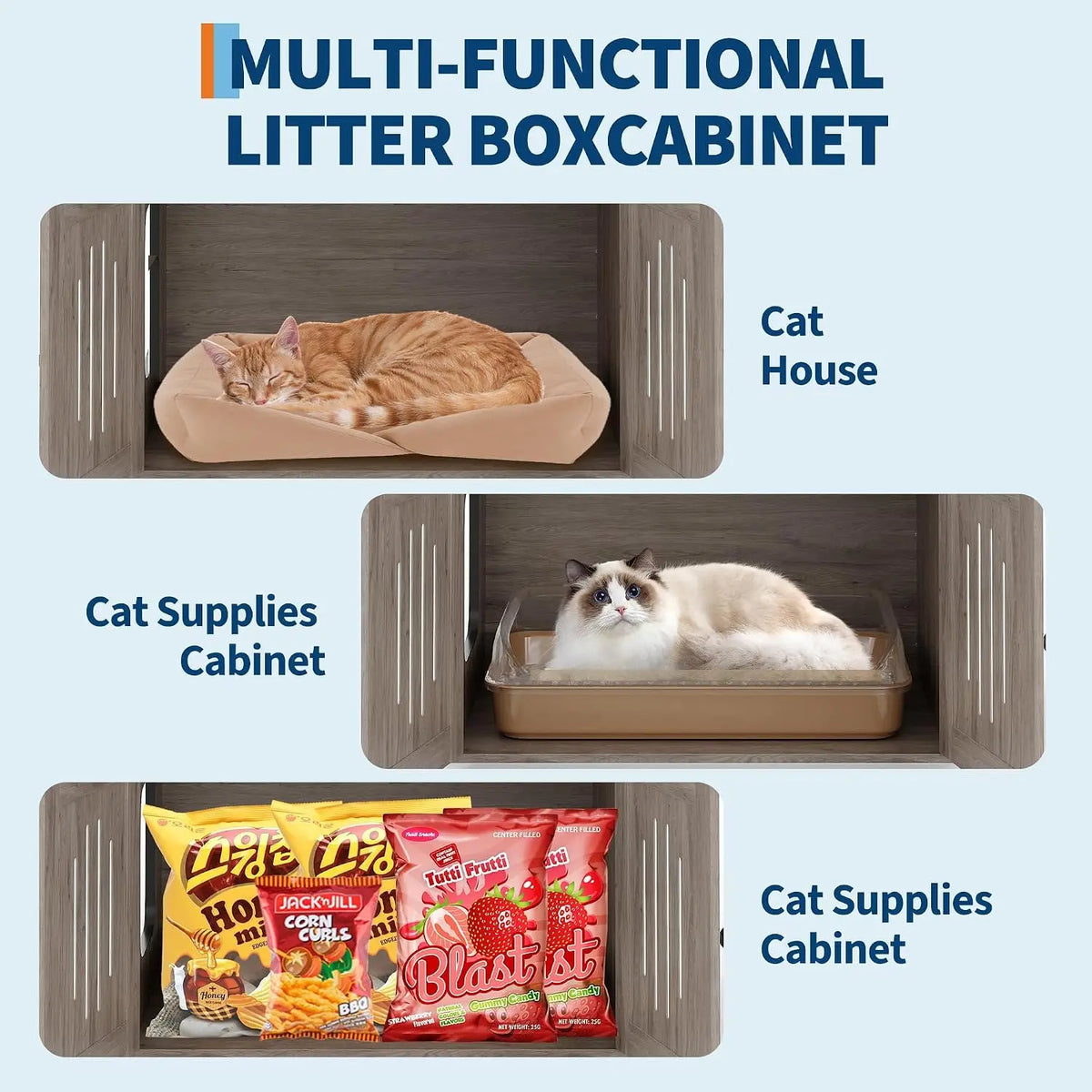Multi Level Cat Tree Hidden Litter Box Sisal Scratching Posts