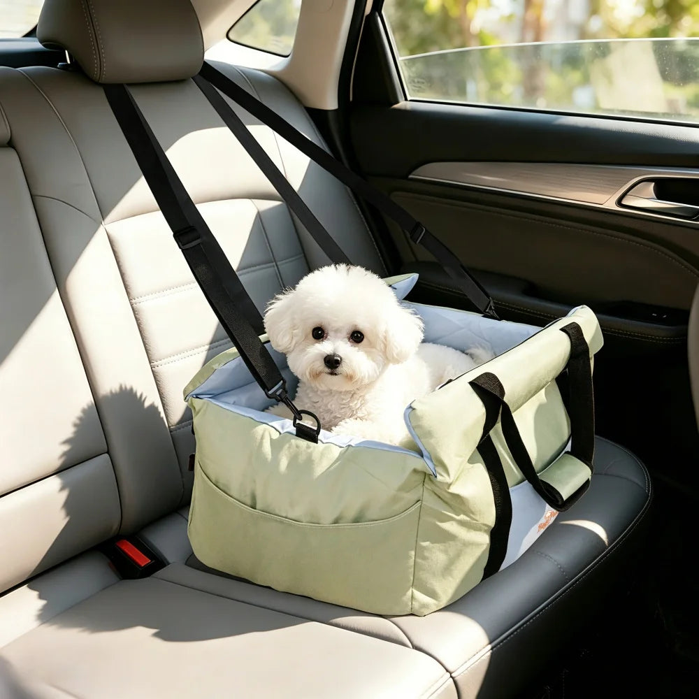 Borwart Portable Dog Car Seat With Safety Belt And Removable Cover