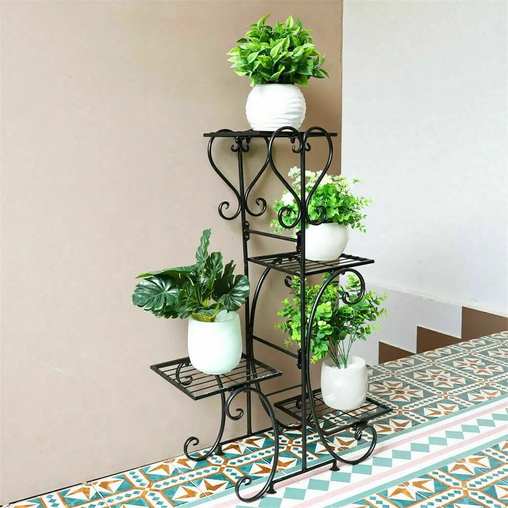 Four Tier Metal Plant Stand For Indoor Patio Flower Display